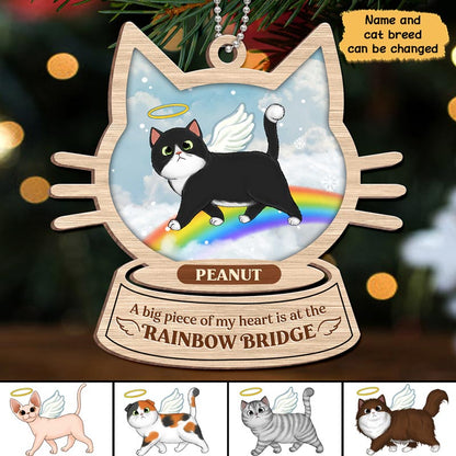 Walking Cats Memorial Rainbow Personalized Wooden Ornament
