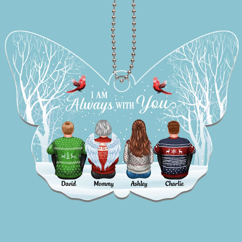 Always With You Memorial Family Butterfly Shape Personalized Acrylic Ornament