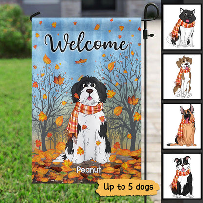 Cute Sitting Dog In Fall Breeze Personalized Garden Flag