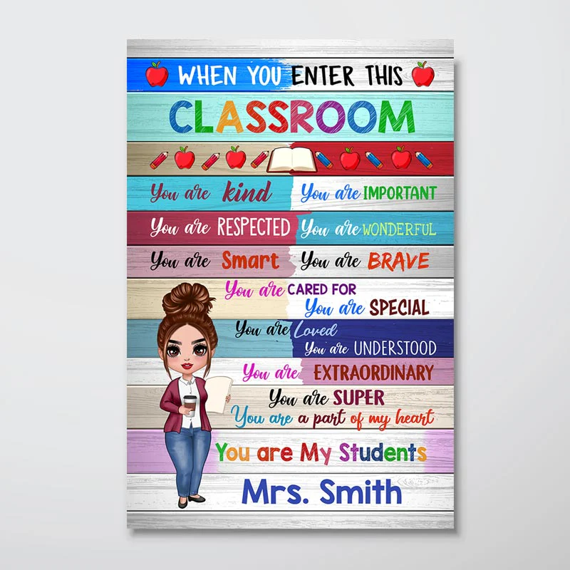 Doll Teacher Colorful Classroom Welcome Personalized Vertical Poster