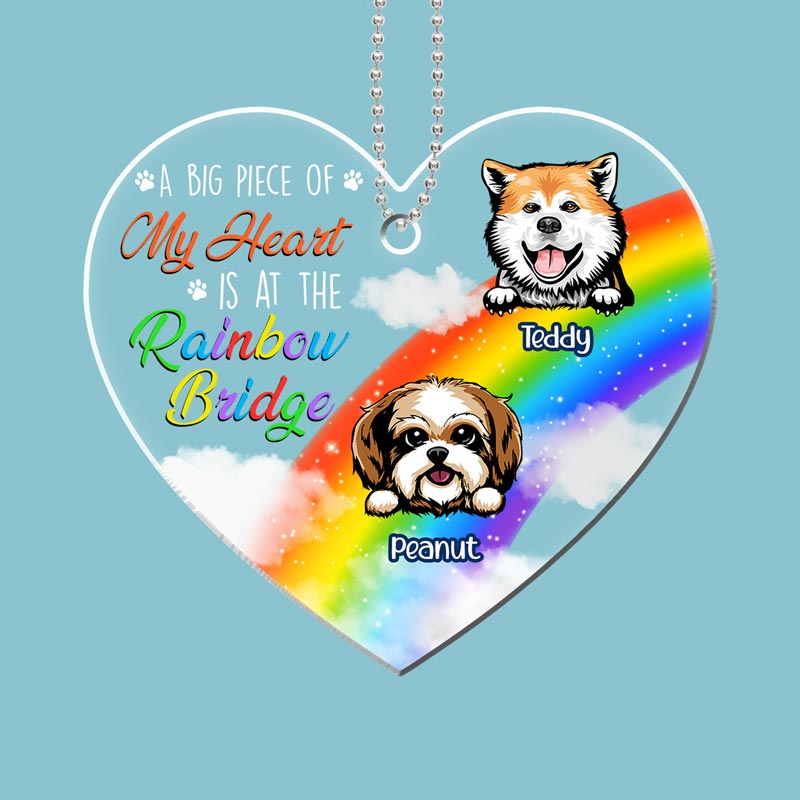 My Heart Is At Rainbow Bridge Dogs Memorial Christmas Personalized Acrylic Ornament