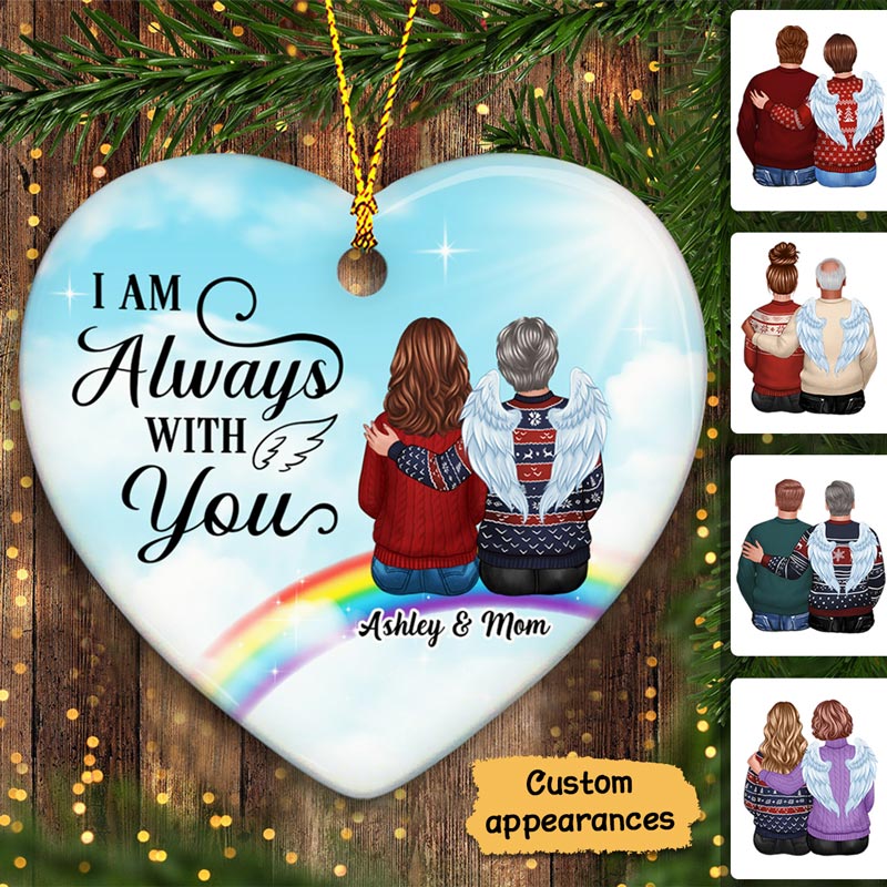 Rainbow Memorial Family Sitting Remembrance Personalized Heart Ornament