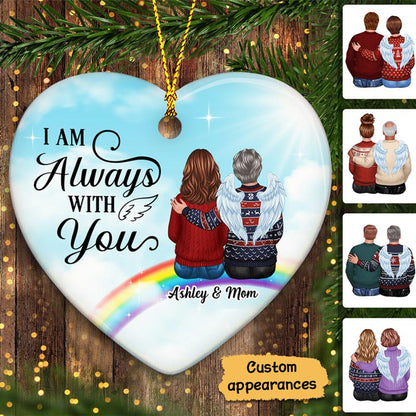 Rainbow Memorial Family Sitting Remembrance Personalized Heart Ornament