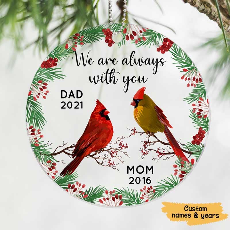 Always With You Holly Branch Christmas Memorial Personalized Acrylic Ornament