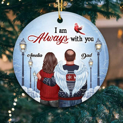 Family Memorial At Bridge Lamppost Personalized Circle Ornament