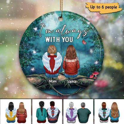 Family Memorial Tree Log Night Personalized Circle Ornament