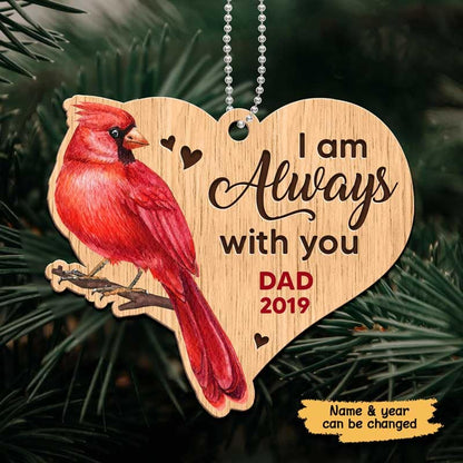 Cardinal Always With You Memorial Personalized Wooden Ornament