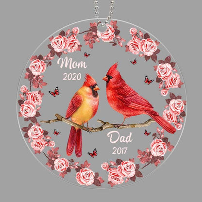 Cardinal Floral Frame Memorial Personalized Acrylic Ornament