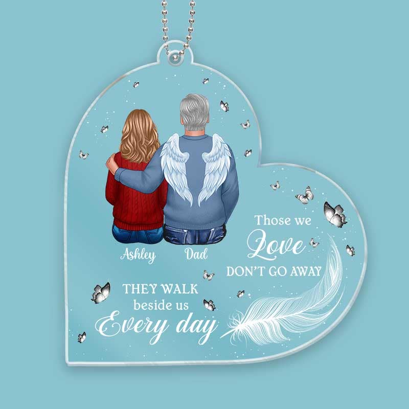 Memorial Family White Feather And Butterflies Personalized Acrylic Ornament