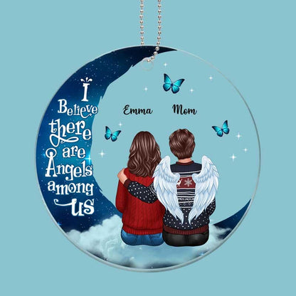 Angels Among Us Butterflies On Moon Family Memorial Personalized Acrylic Ornament