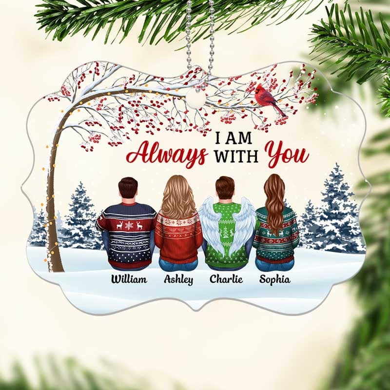 Cardinal Berry Tree Always With You Family Memorial Personalized Acrylic Ornament