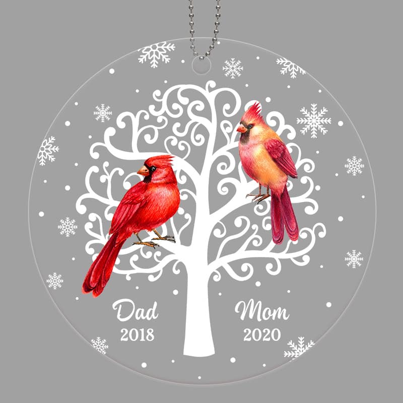 Cardinals Tree Memorial Personalized Acrylic Ornament