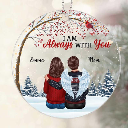 Cardinal Berry Tree Always With You Family Memorial Circle Personalized Acrylic Ornament
