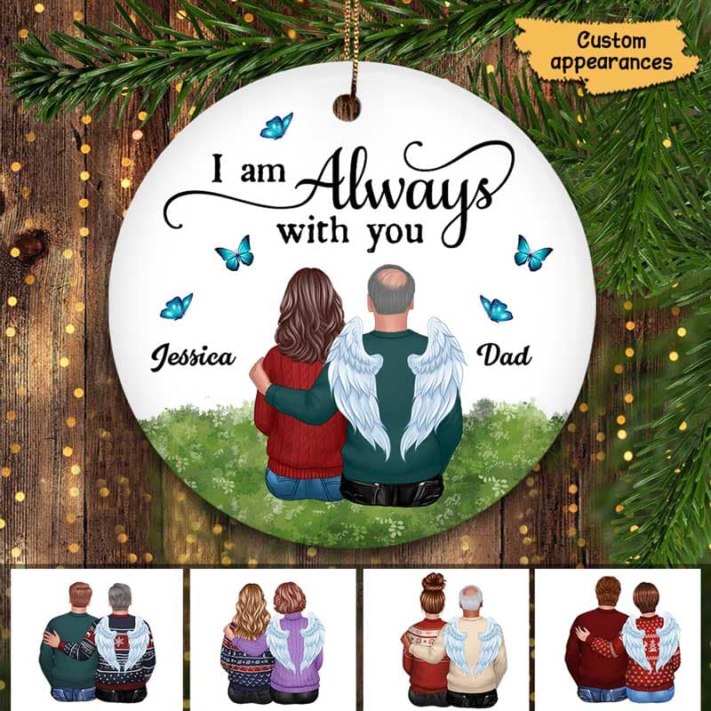 Always With You Family On The Field Memorial Personalized Circle Ornament