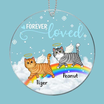 Walking Fluffy Cats Memorial Personalized Acrylic Ornament