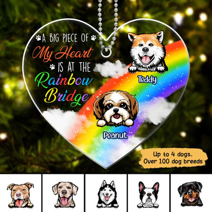 My Heart Is At Rainbow Bridge Dogs Memorial Christmas Personalized Acrylic Ornament