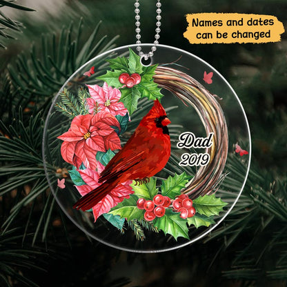 Cardinals Wreath Memorial Personalized Acrylic Ornament