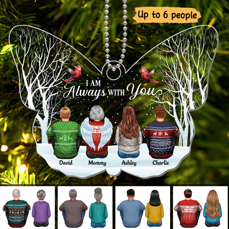 Always With You Memorial Family Butterfly Shape Personalized Acrylic Ornament