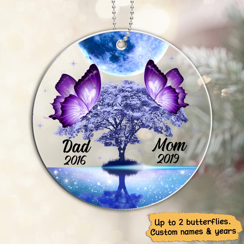 Butterflies Moon Family Memorial Personalized Acrylic Ornament