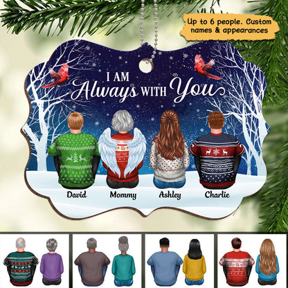 Always With You Family Memorial Snow Personalized Wooden Ornament