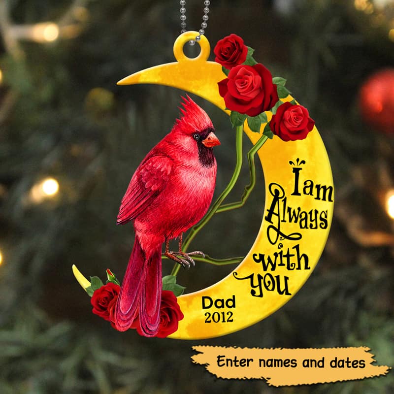 Cardinal Memorial Moon Rose Personalized Acrylic Ornament