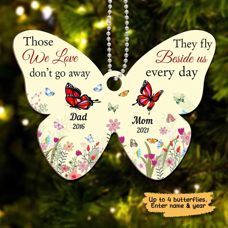 Butterfly Those We Love Memorial Personalized Wooden Ornament