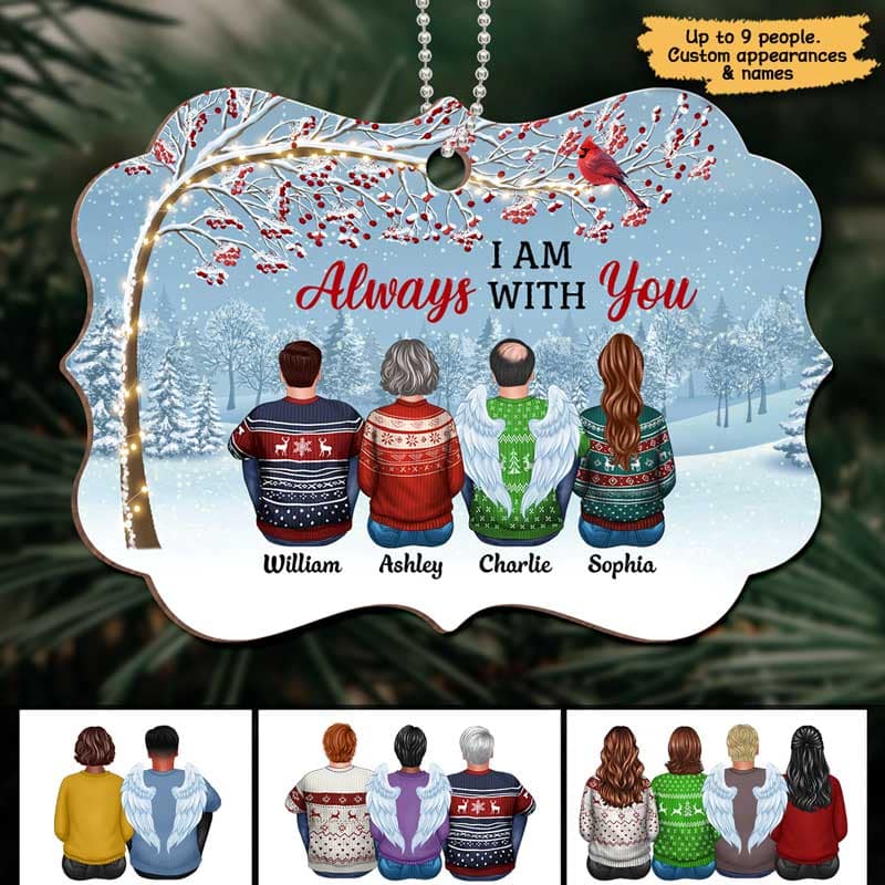 Berry Tree Cardinal Always With You Family Memorial Personalized Wooden Ornament