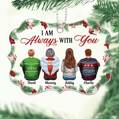 Christmas Holly Branch Family Sitting Memorial Personalized Acrylic Ornament