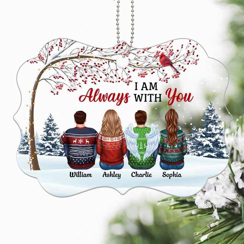 Cardinal Berry Tree Always With You Family Memorial Personalized Acrylic Ornament
