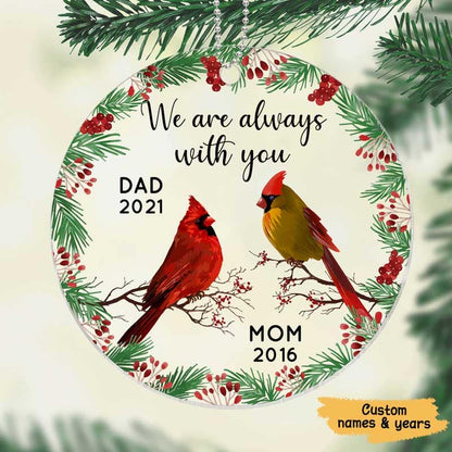 Always With You Holly Branch Christmas Memorial Personalized Acrylic Ornament