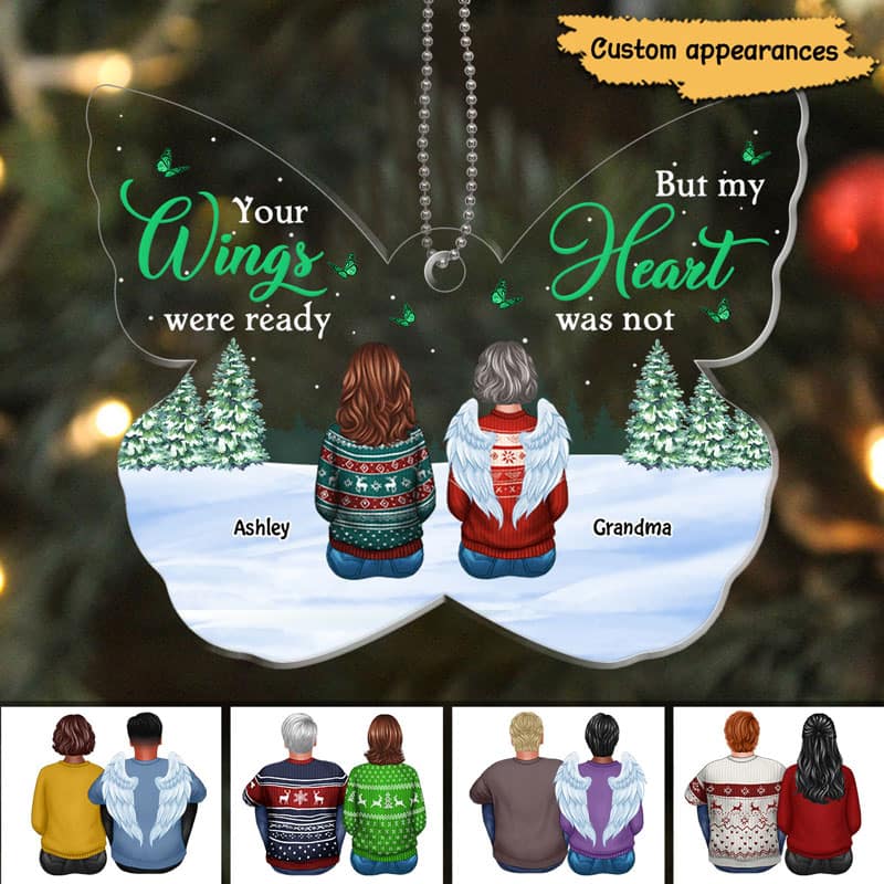 Your Wings Were Ready Memorial Butterfly Shape Personalized Acrylic Ornament