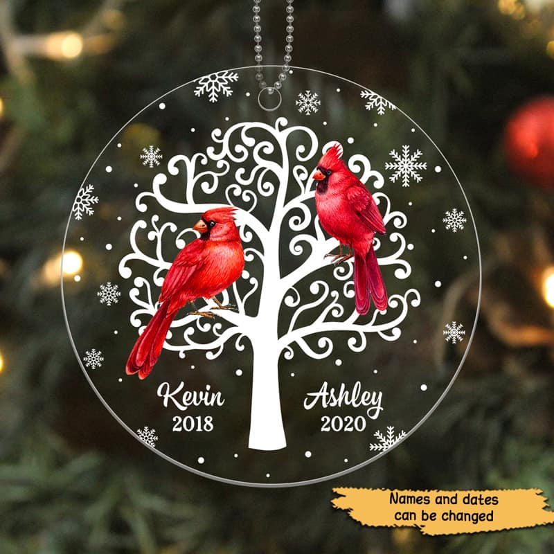 Cardinals Tree Memorial Personalized Acrylic Ornament