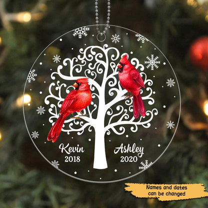 Cardinals Tree Memorial Personalized Acrylic Ornament