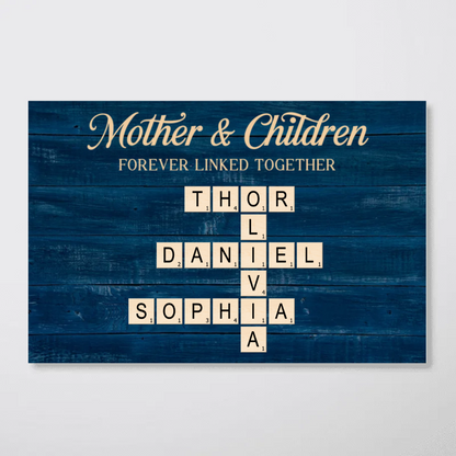 Mother & Daughters Sons Forever Linked Together Crossword Puzzle Art Personalized Poster