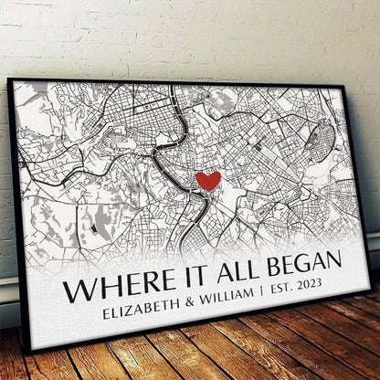 Where It All Began - Couple Personalized Custom Horizontal Poster - Gift For Husband Wife, Anniversary - The Next Custom Gift