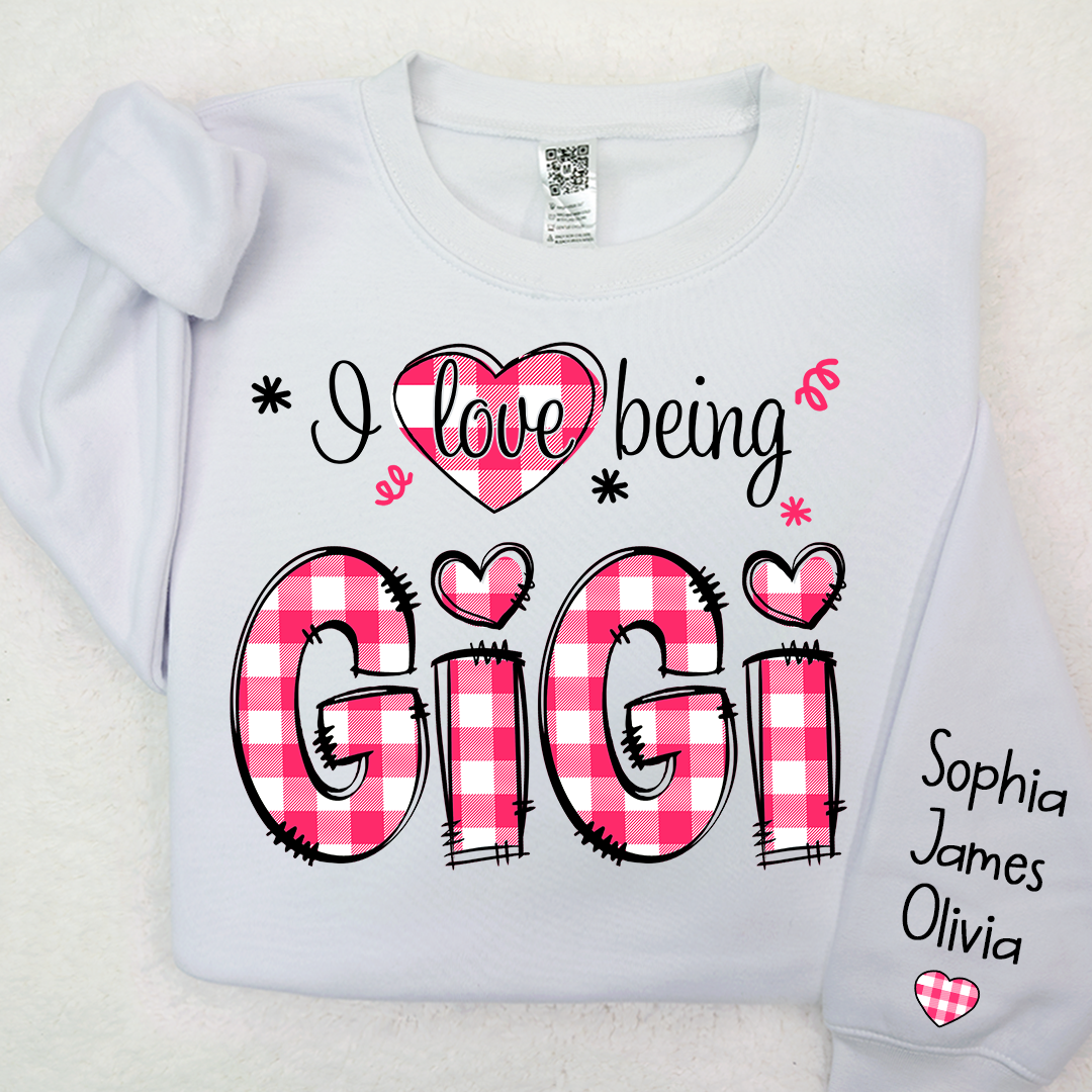 I love being Grandma Buffalo Plaid Pink And Grandkids 2024 Sweatshirt