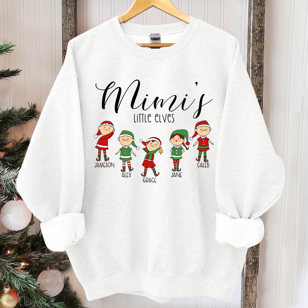 Mimi little elves And Grandkids Christmas Merry Sweatshirt