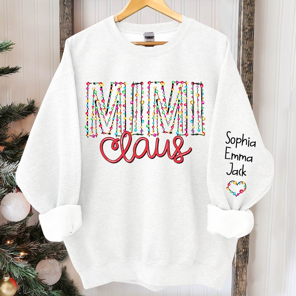 Mimi claus Christmas lights And Grandkids Christmas Merry Sweatshirt