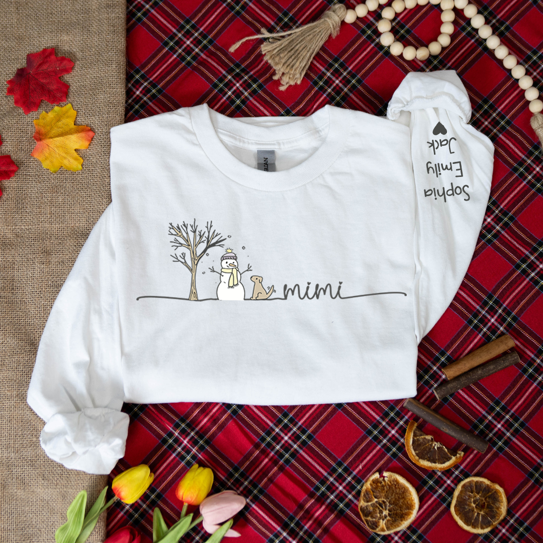 Mimi Christmas Snowman And Grandkids Longsleeve