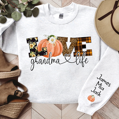 Personalized Love Grandma Life Fall Season Pumpkin Sweatshirt