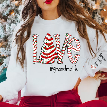 Personalized Love grandmalife Cake Christmas With Grandkids Sweatshirt