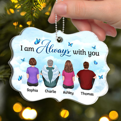 Family Sitting Back View Sky Memorial Remembrance Gift Personalized Acrylic Ornament