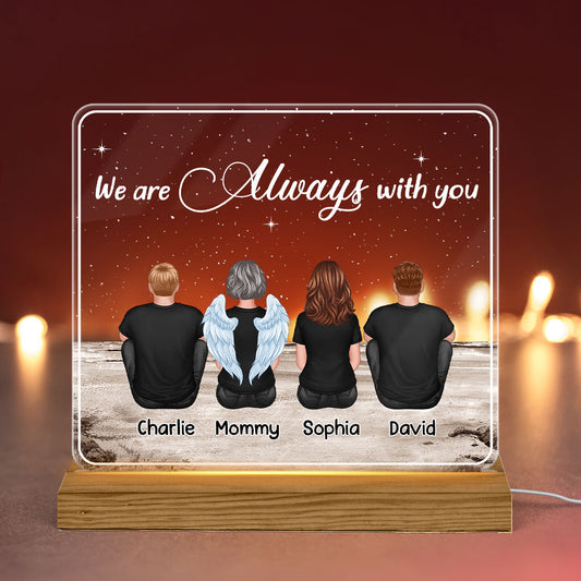 Always With You Sky Family Members, Memorial Personalized Custom Shaped LED Night Light, Sympathy Gift