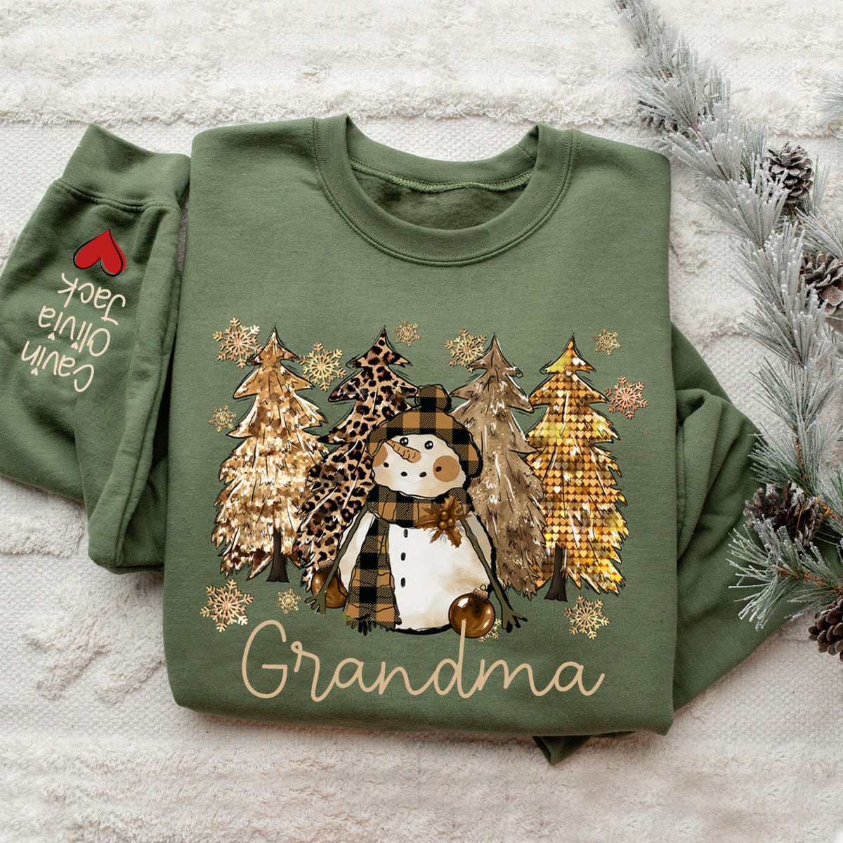 Custom Grandma Christmas Tree With Grandkids Sweatshirt