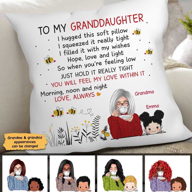 To Granddaughter Grandson Grandma Personalized Pillow