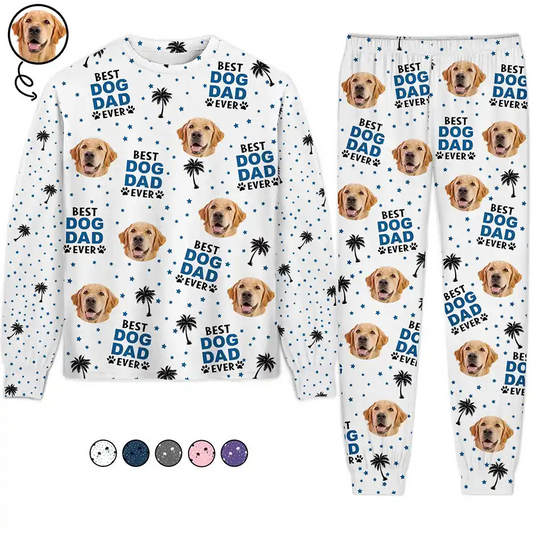 Custom Photo Best Dog Cat Dad Mom Ever - Personalized Unisex Pajamas Set