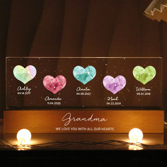 Birthstone Constellations Personalized Acrylic Block LED Night Light, Mother's Day Gift, Grandparents Day Gift, Gift for Her, Mom Gift, For Grandma