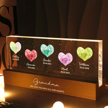 Birthstone Constellations Personalized Acrylic Block LED Night Light, Mother's Day Gift, Grandparents Day Gift, Gift for Her, Mom Gift, For Grandma