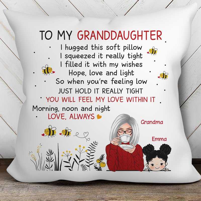 To Granddaughter Grandson Grandma Personalized Pillow