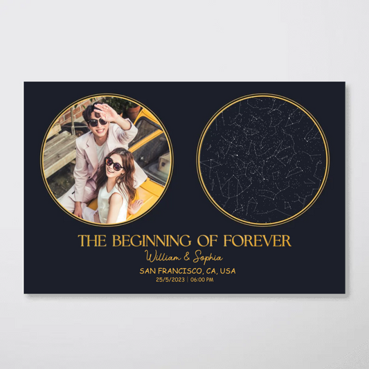 Capturing The Moment Couple Custom Golden Star Map Personalized Poster, Heartfelt Anniversary Gift For Couple, For Her, For Him